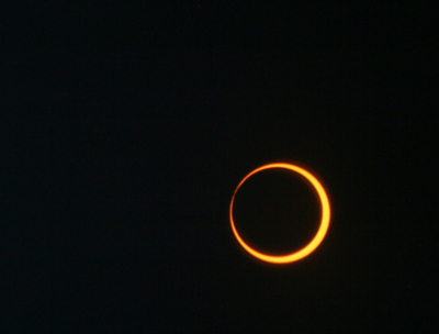 An annular solar eclipse photographed on May 20, 2012, by Bill Dunford/NASA.